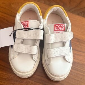 Golden Goose Kids White Sneakers with Yellow and Blue Accents